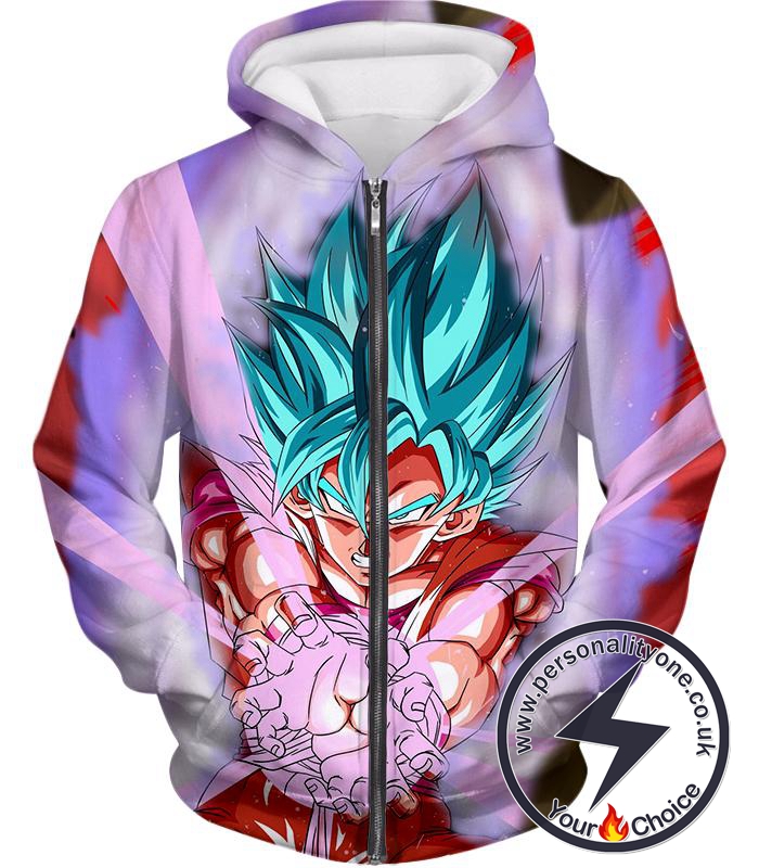 Dragon Ball Super Goku Super Saiyan Blue Godly Mode Ultimate Action Zip Up Hoodie